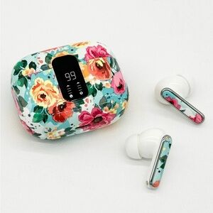 Vybz Floral Print Wireless Earbud Headphones